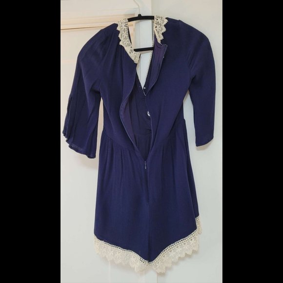 Ark & Co - Navy Romper with creame lace - Picture 2 of 2